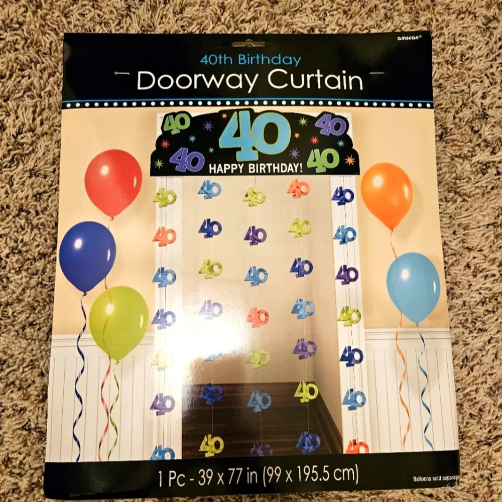 40th Birthday Doorway Curtain NWT